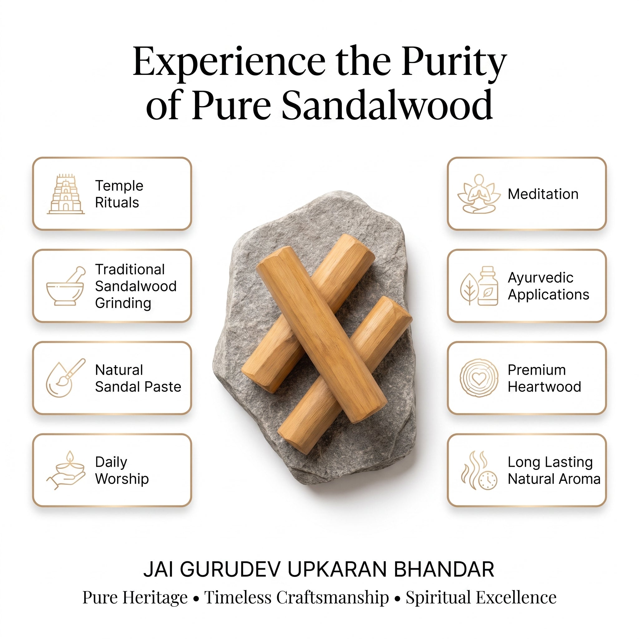 Pure white sandalwood stick (safed chandan) from Jai Gurudev Upkaran Bhandar