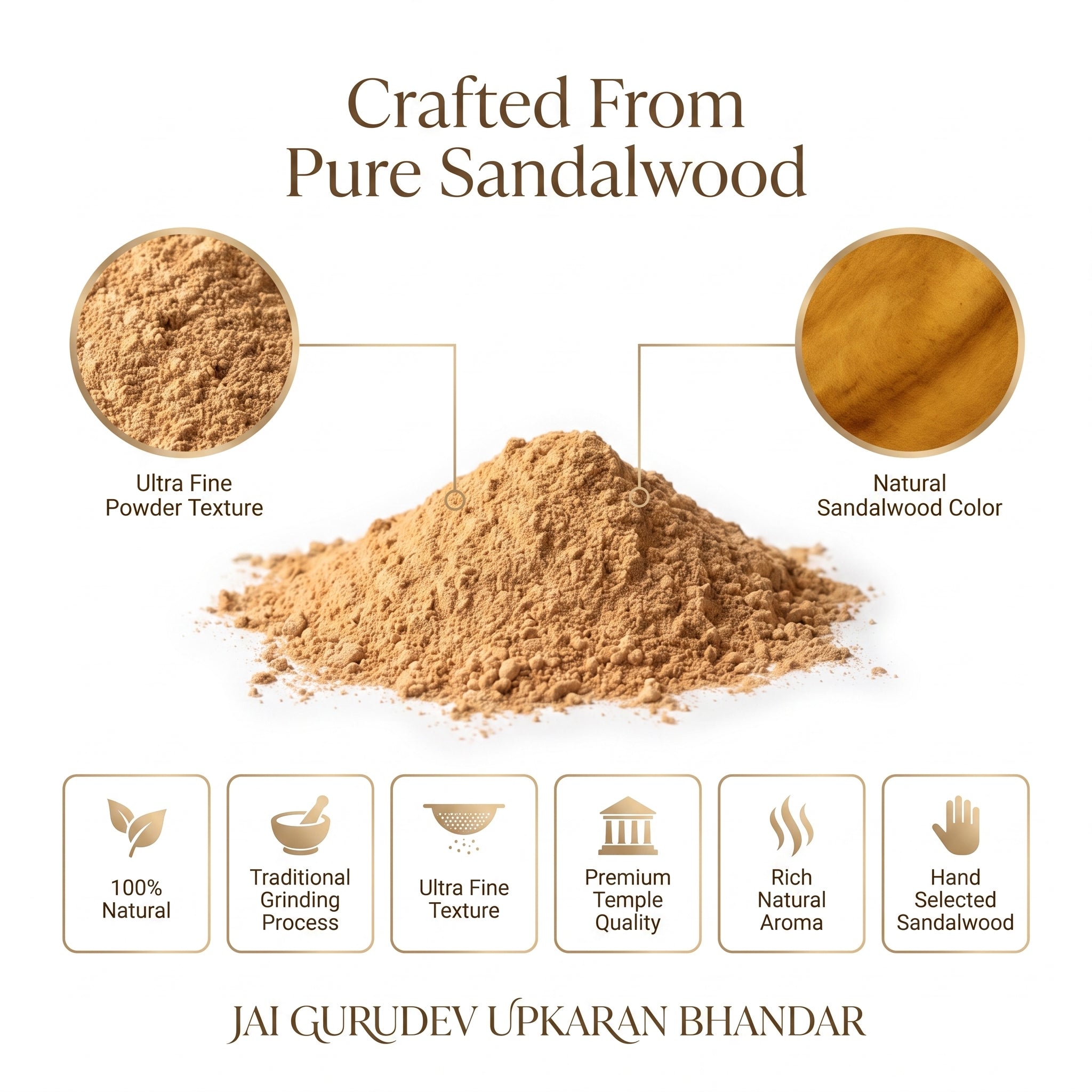 Pure sandalwood powder (chandan powder) finely milled from white heartwood