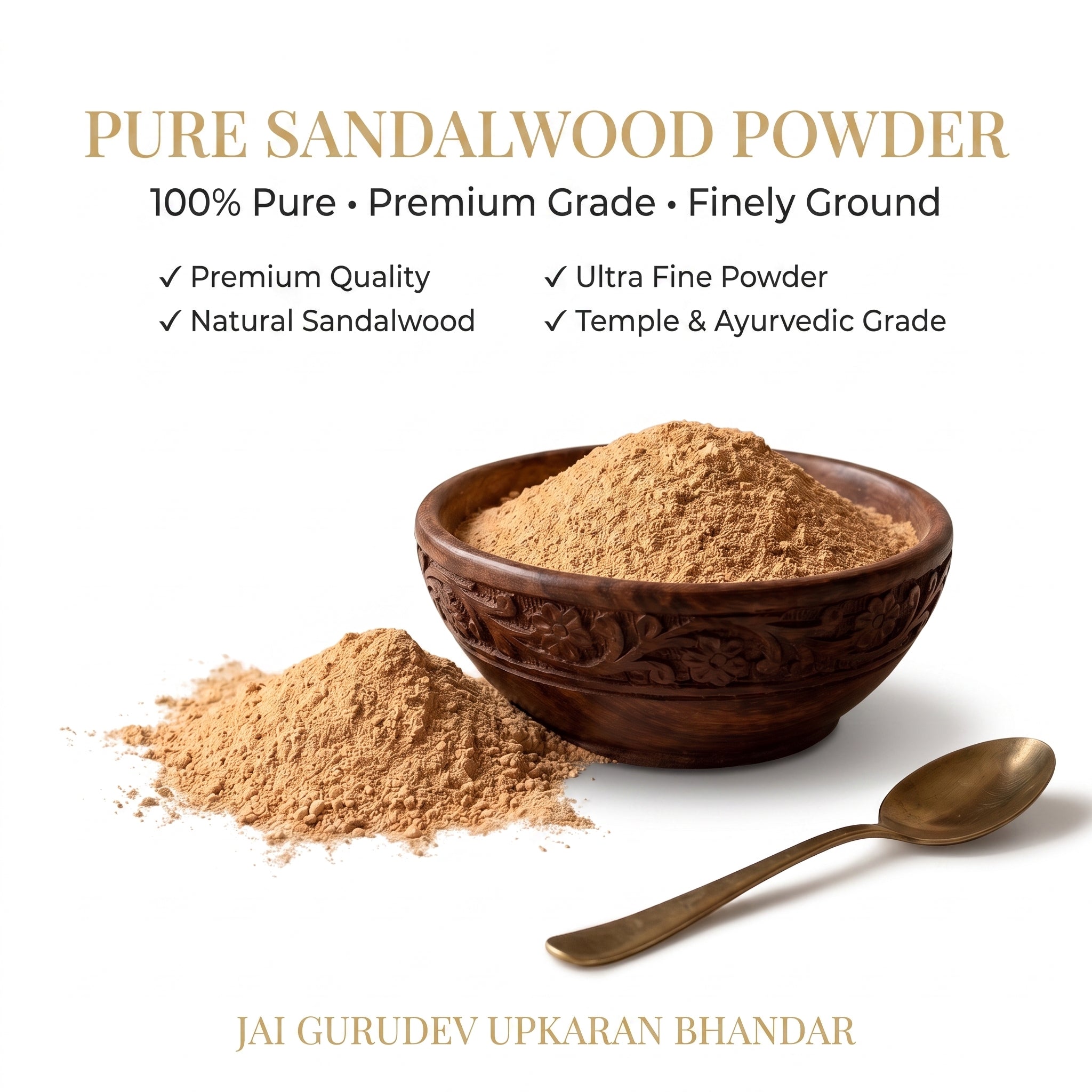 Chandan powder texture, finely milled pure sandalwood with no talc or fillers