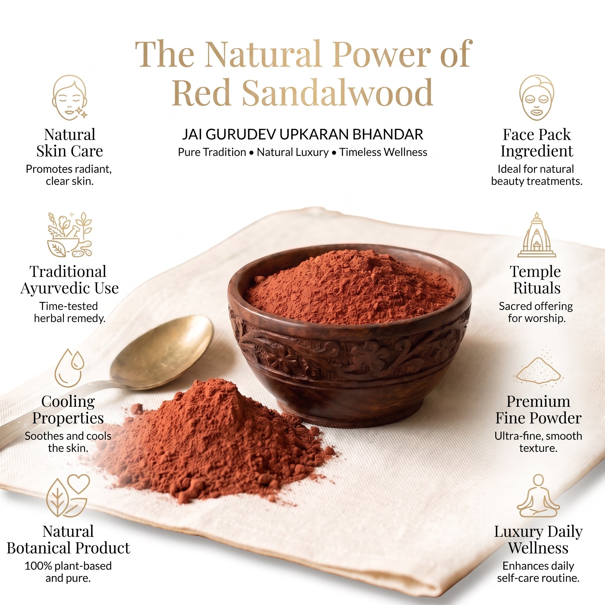 Pure red sandalwood powder (lal chandan) milled from raktachandan heartwood