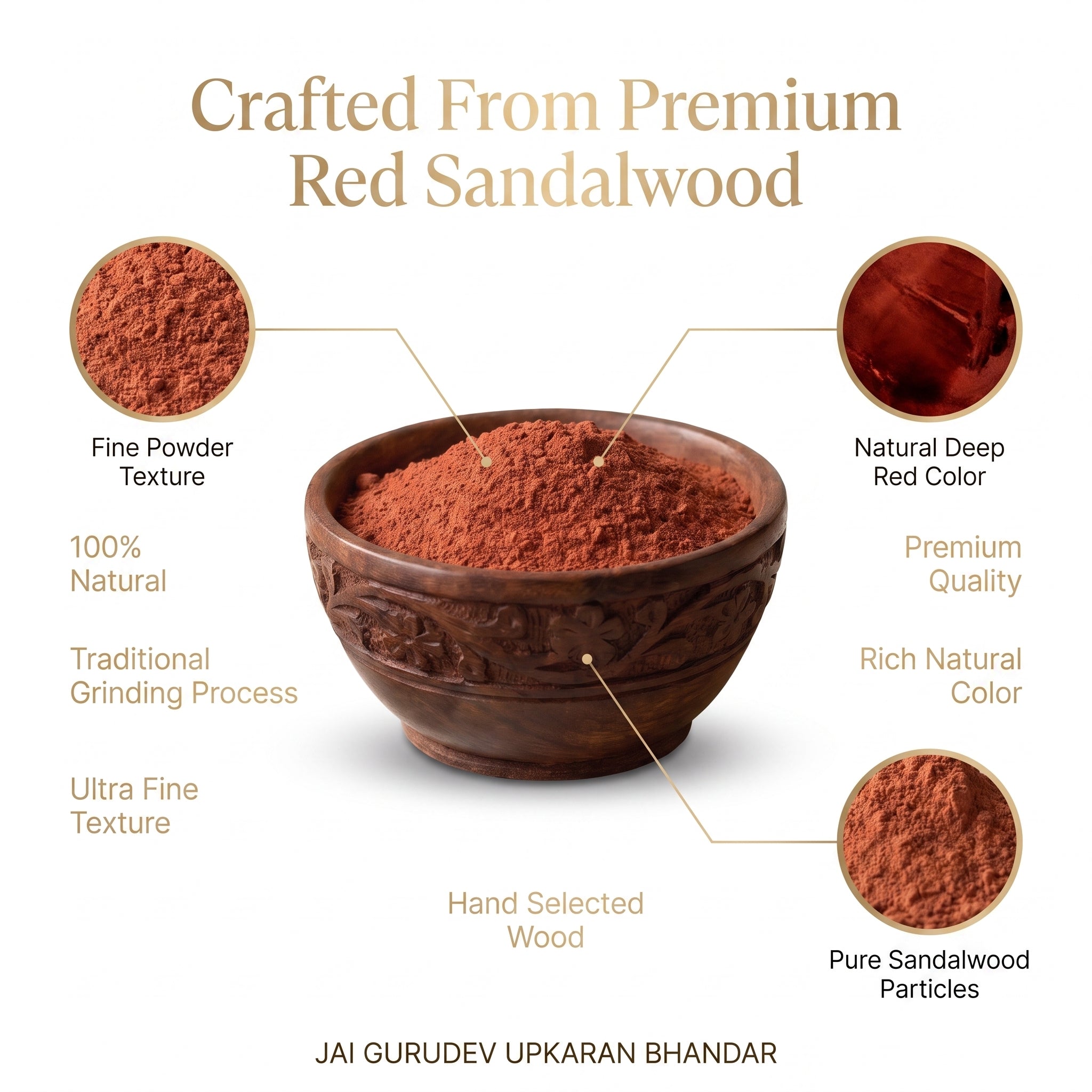 Lal chandan powder texture, natural red with no artificial colour or fillers