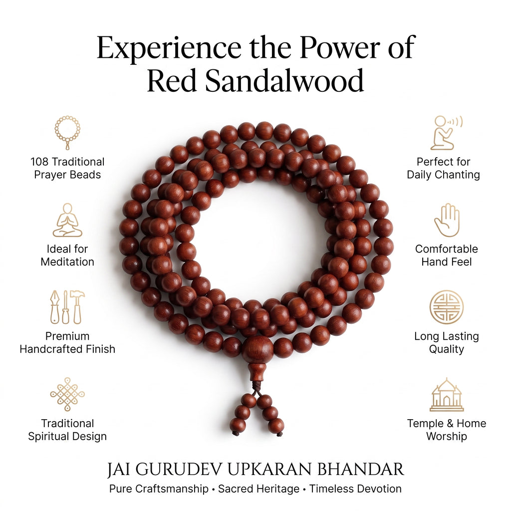 108 bead red sandalwood japa mala for mantra and meditation