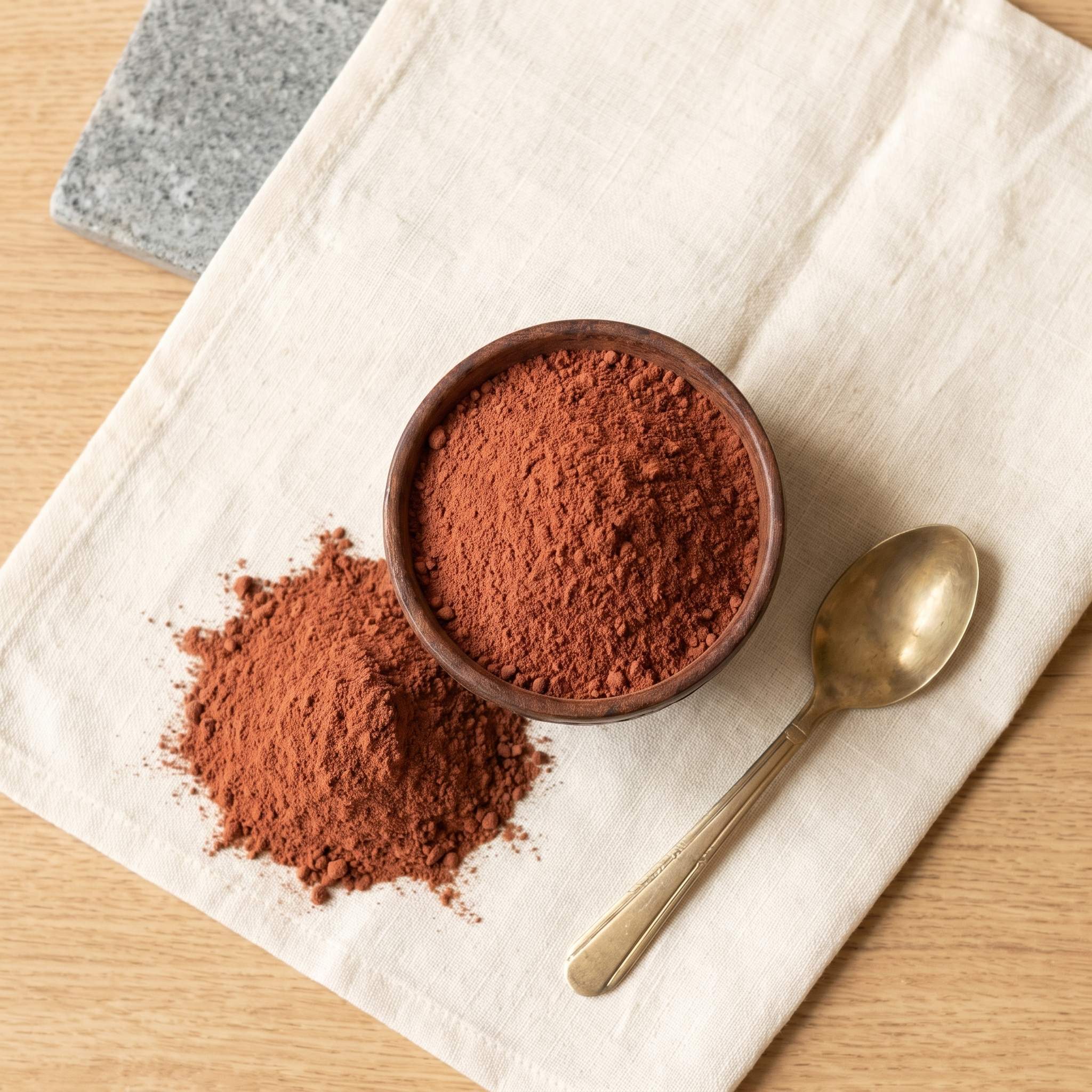 Red sandalwood lal chandan powder top view - for skincare, ubtan and pooja