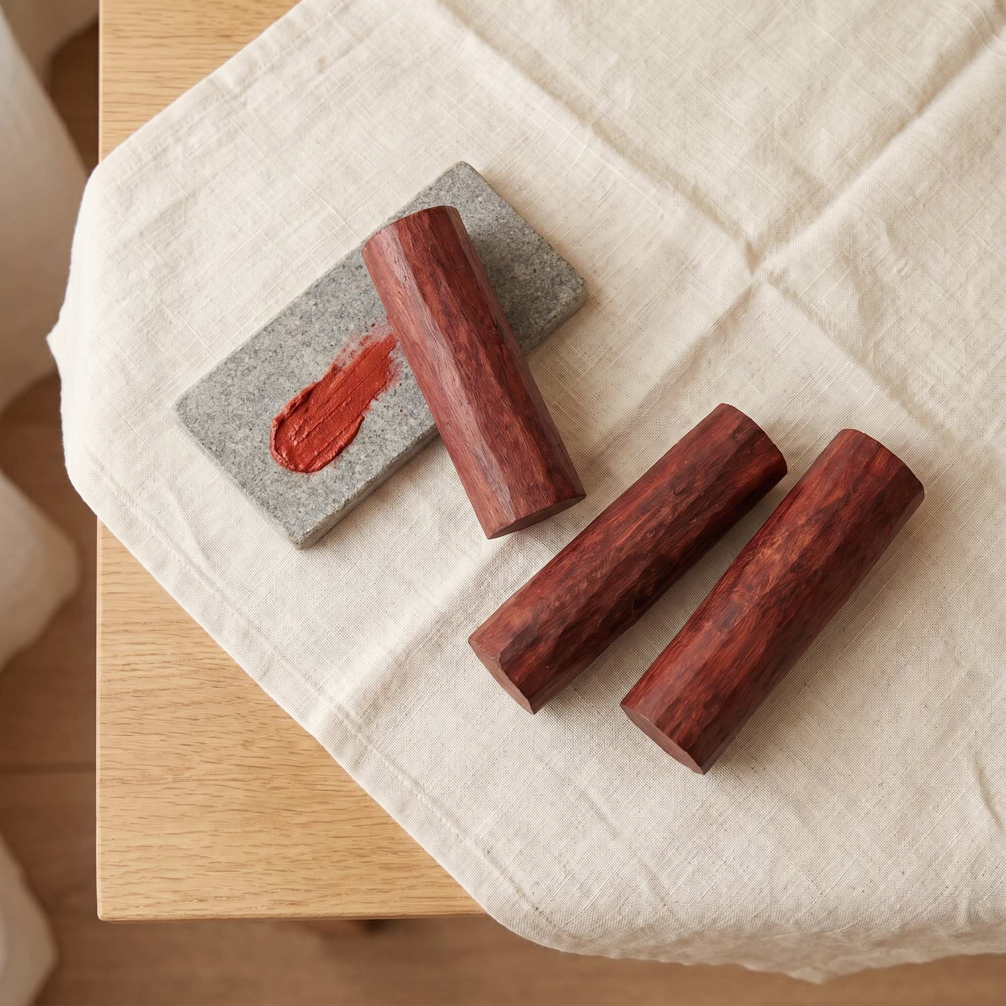 Raktachandan lal chandan sticks top view - pure red sandalwood for face and pooja
