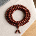 Lal chandan mala 108 beads full circle top view - red sandalwood japa mala for pooja