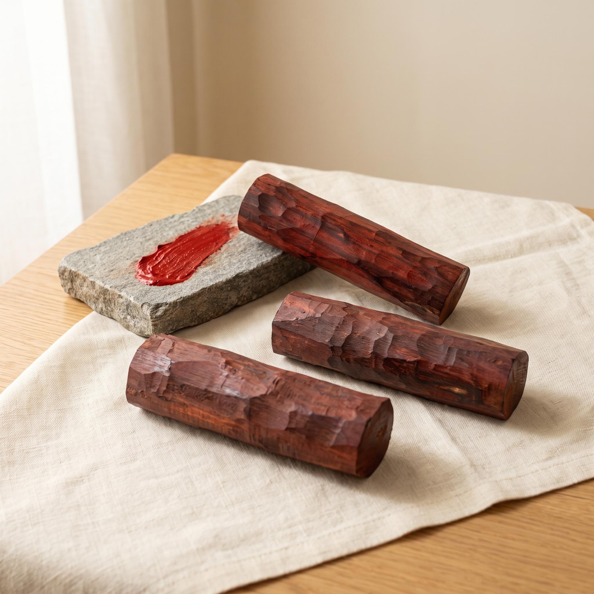 Red sandalwood raktachandan sticks and red paste - for tilak and skincare